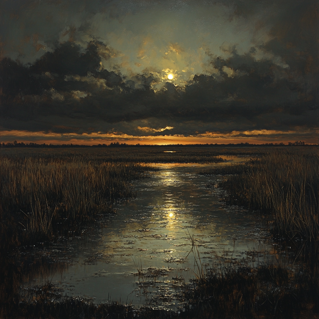 Rembrandt Inspired Nocturne Over Peat Fen paint by numbers