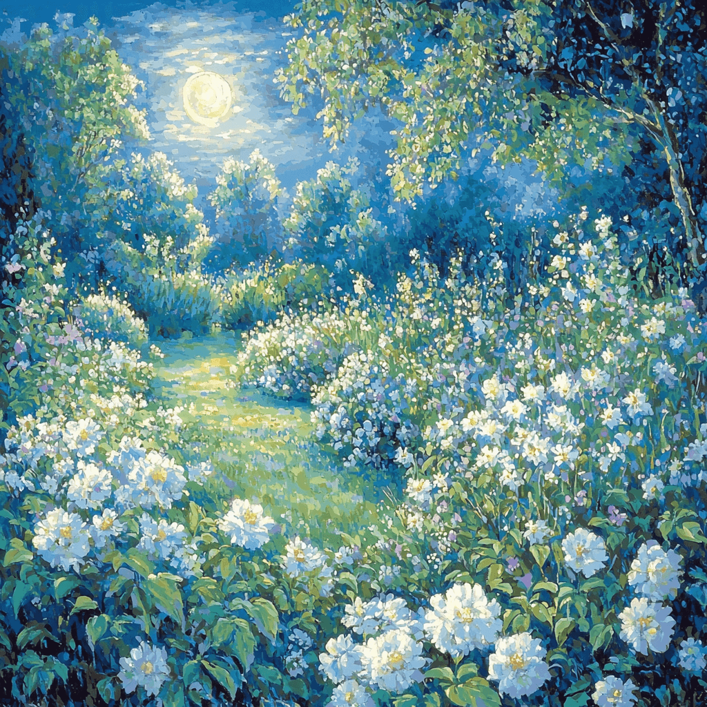 Claude Monet Inspired Moonlit Gardens Paint By Numbers Art