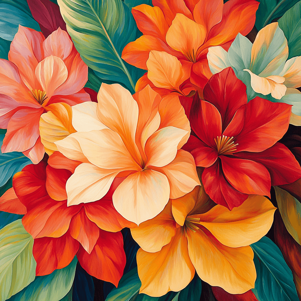 Georgia O'Keeffe Inspired Energetic Flora Painting Number Kit