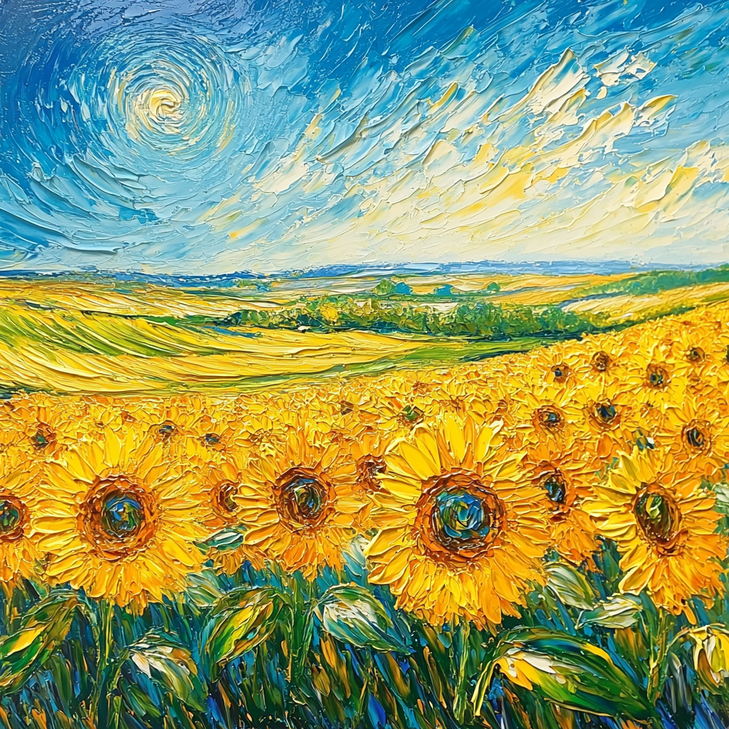 Vincent Van Gogh Inspired Captivating Sunflower Field Number Painting