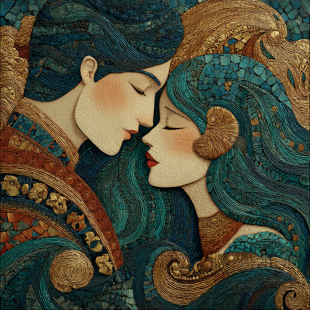 Gustav Klimt Inspired Oceanic Embrace painting number kit