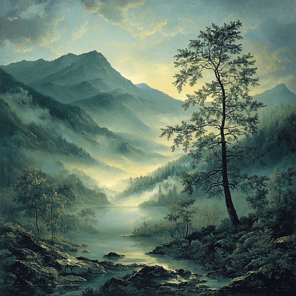 Caspar David Friedrich Inspired Meditative Mountains Paint By Color