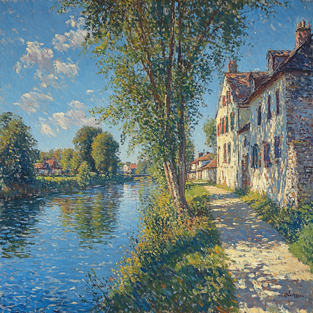 Alfred Sisley Inspired Riverbank Landscape DIY paint by numbers
