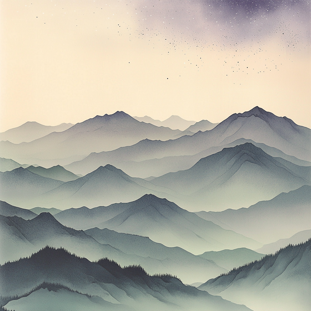 Zhao Mengfu Inspired Misty Nebula Mountains Paint by numbers kits