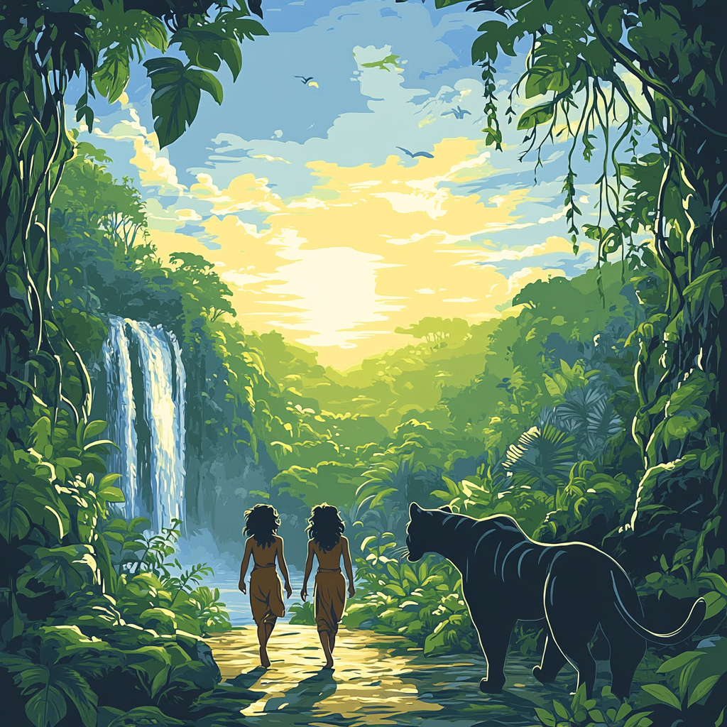Mowgli And Bagheera Trail Painting by numbers kit