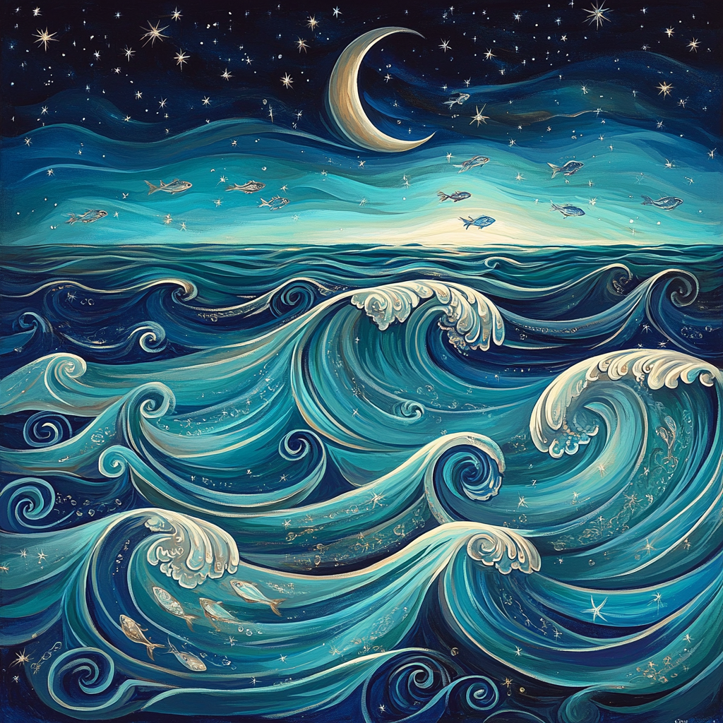 Norval Morrisseau Inspired Dance Of The Moonlit Waves painting number kit