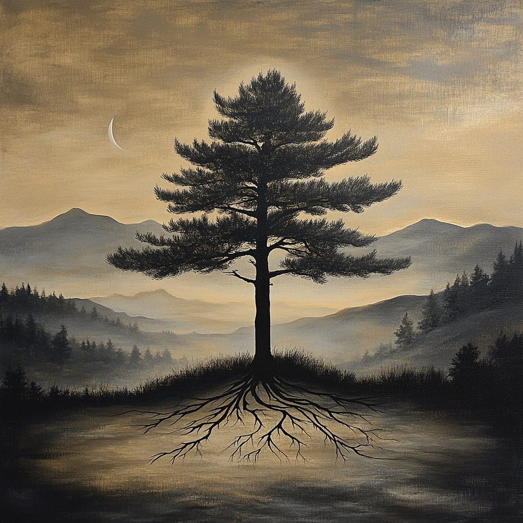 Zhao Mengfu Inspired Ancient Pine Meditation Numbered painting kits