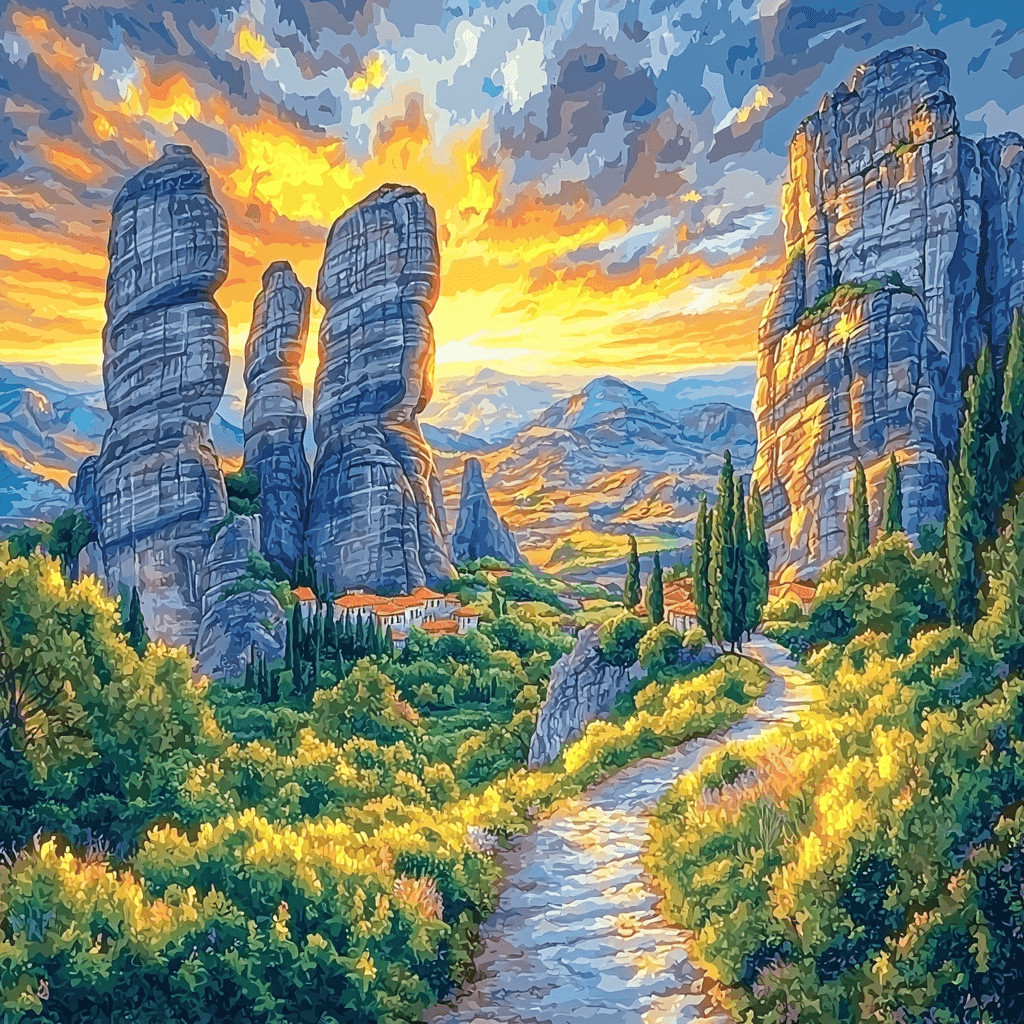 Meteora Cliffs - Kalabaka Numbered Painting Kits