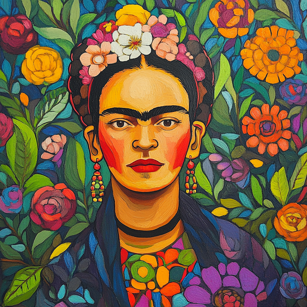 Frida Kahlo Inspired Bold Self-Portrait paint by color