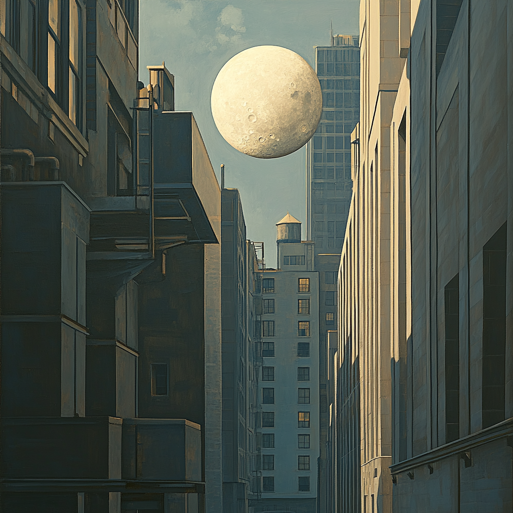 Magritte Inspired Moonlit Alley Numbered painting kits