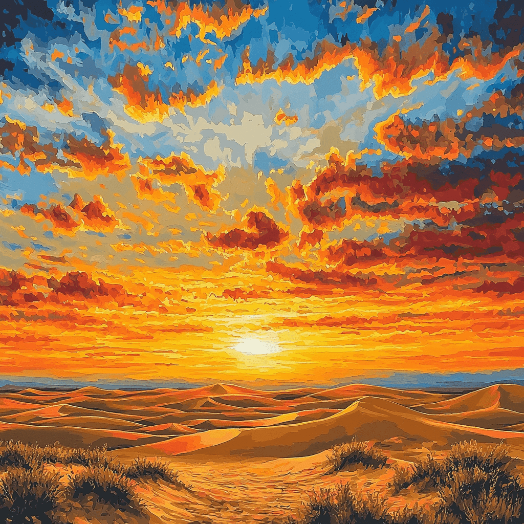 Georgia O'Keeffe Inspired Captivating Desert Sunset Painting Number Kit