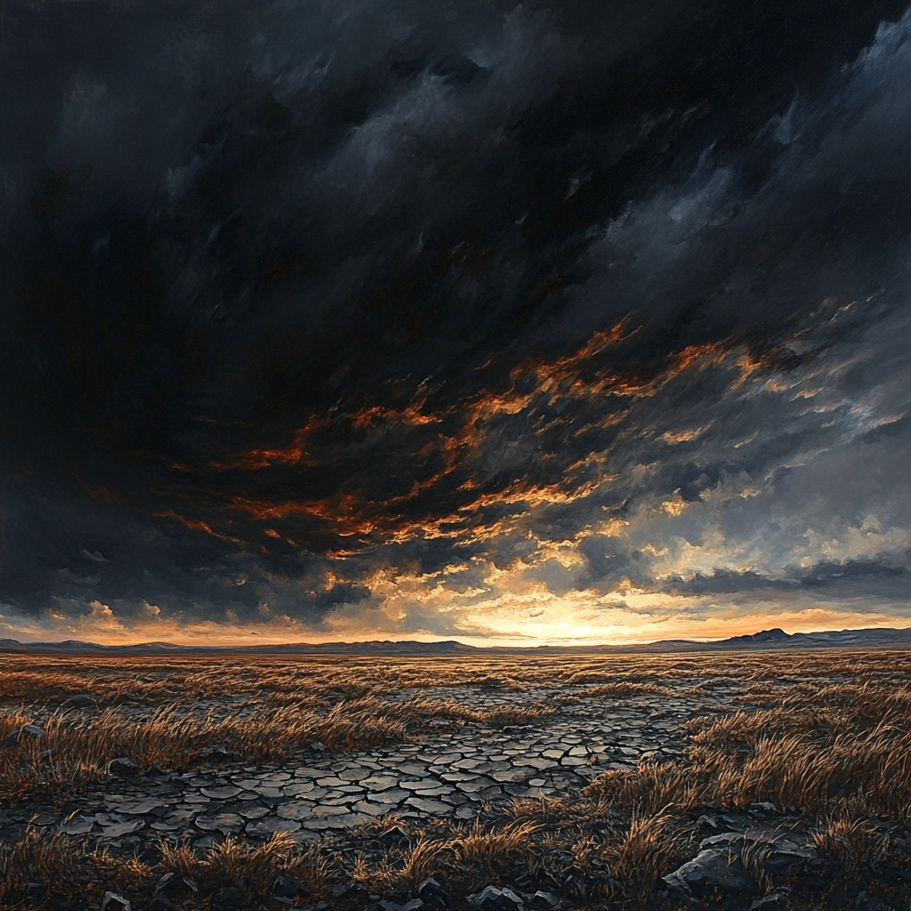 Francisco Goya Inspired Storm Over Ashen Plain paint by color