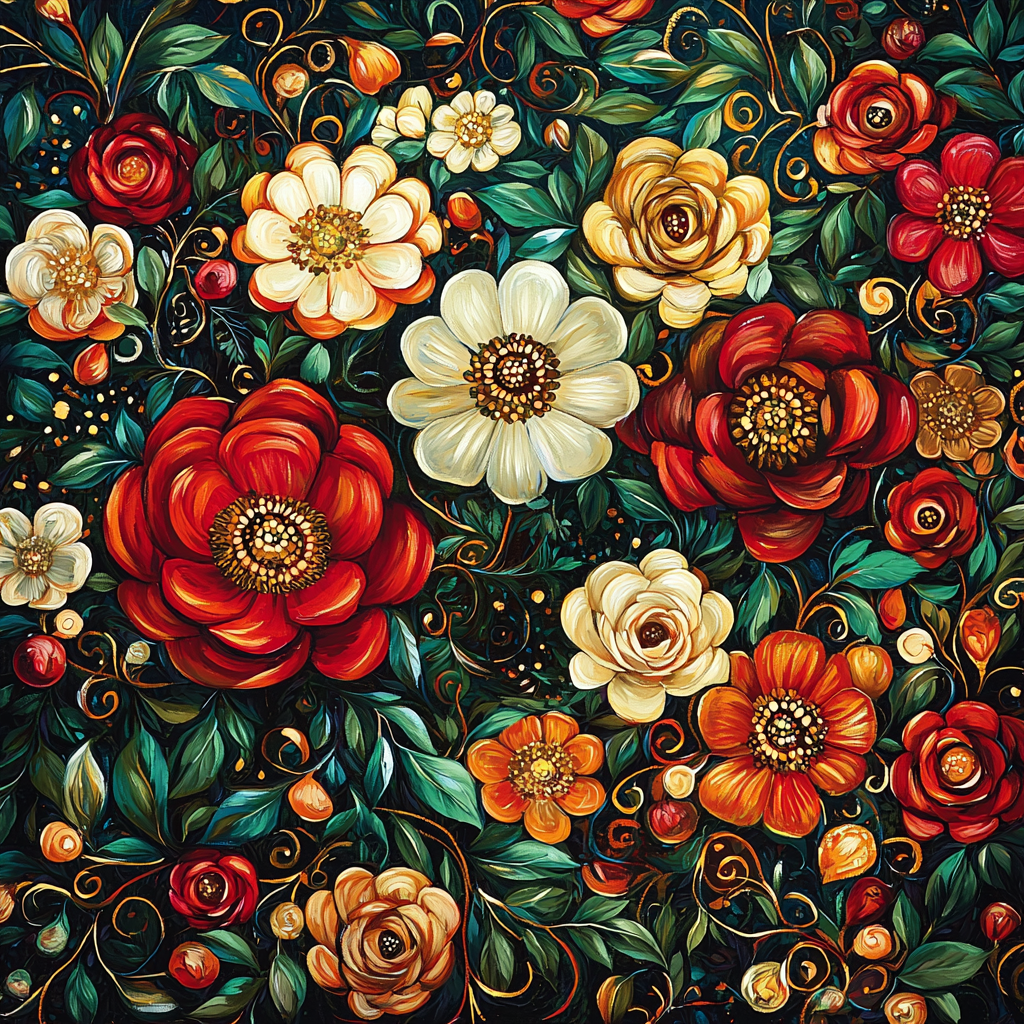 Gustav Klimt Inspired Luminous Flowers Painting Number Kit