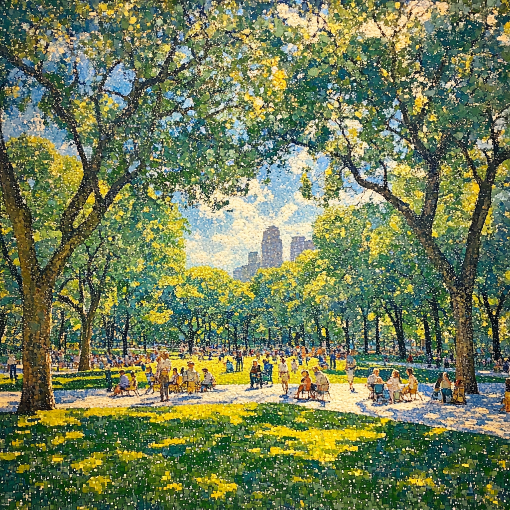 Seurat Inspired Pointillist Park Paint by numbers kits