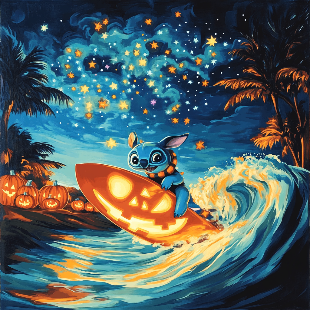 Stitchs Spooky Surf Session Painting by numbers kit