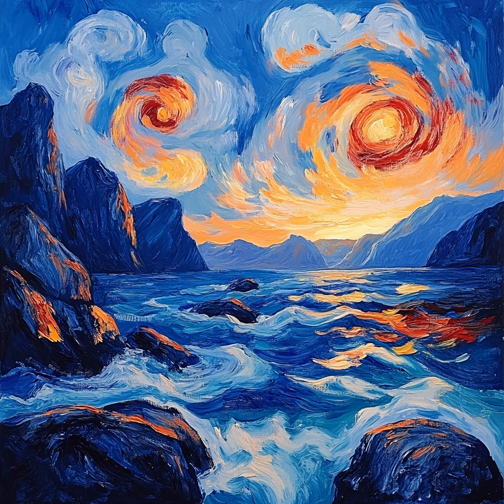 Edvard Munch Inspired Twilight Over Trembling Fjords paint by numbers