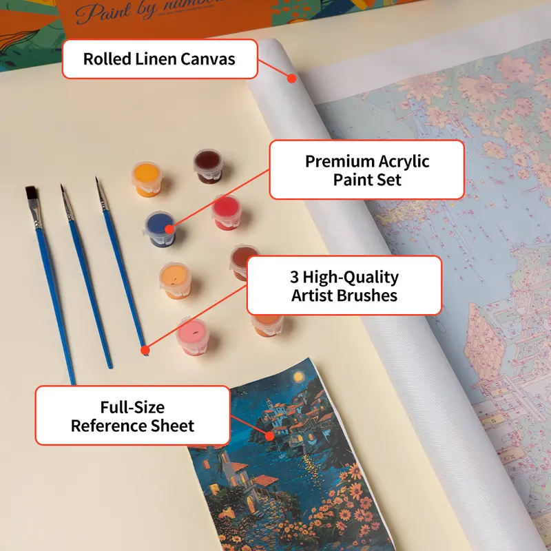 【Unframed】Happy Painting Exclusive DIY Paint by Number Kit Stress Relief Relaxation Toys Beginner Painting Kits Handicrafts with Lions Flowers & Birds Designs 6
