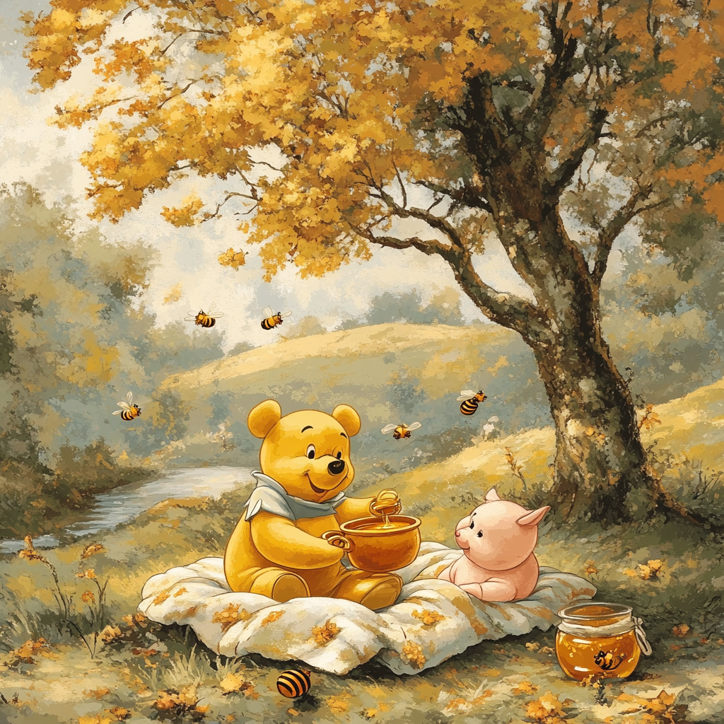 Winnie The Pooh And Piglet Honey Picnic Paint by numbers kits