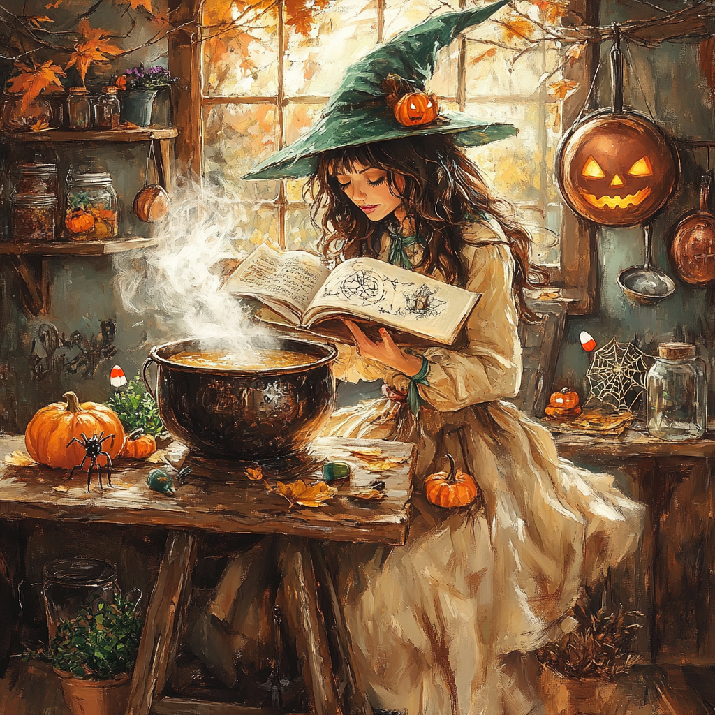 Witchs Kitchen Spellbook Breakfast paint by numbers