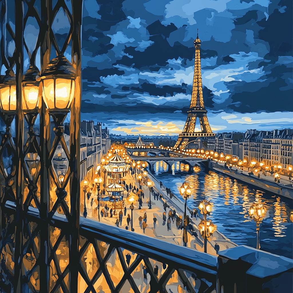 Twilight View From The Eiffel Tower Paris France DIY paint by numbers