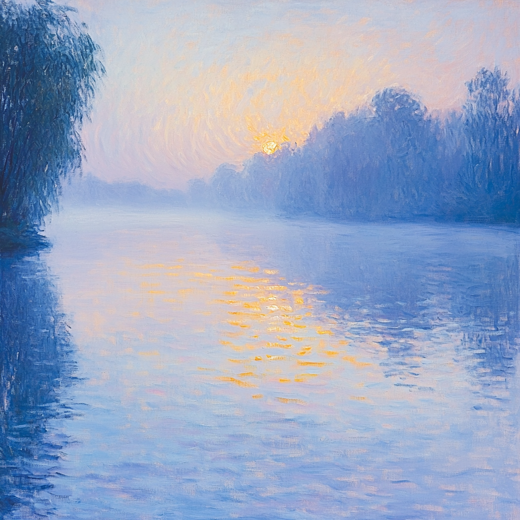 Claude Monet Inspired Lakeside Foggy Sunrise Painting by numbers kit