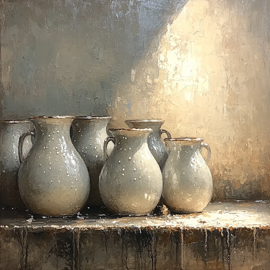 Diego Velázquez Inspired Ceramic Water Jugs And Condensation paint by numbers
