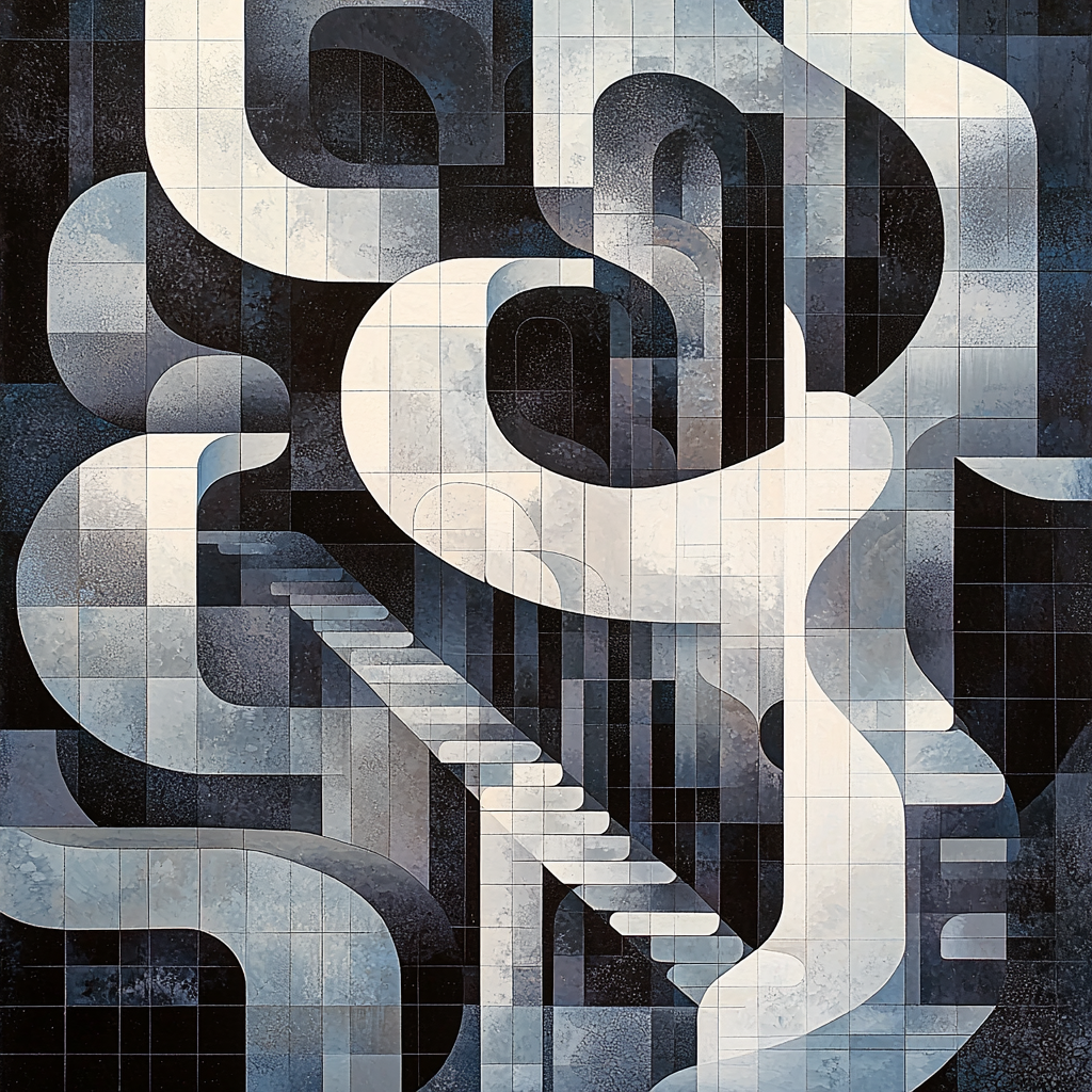 M.C. Escher Inspired Curvilinear Dreams Numbered Painting Kits