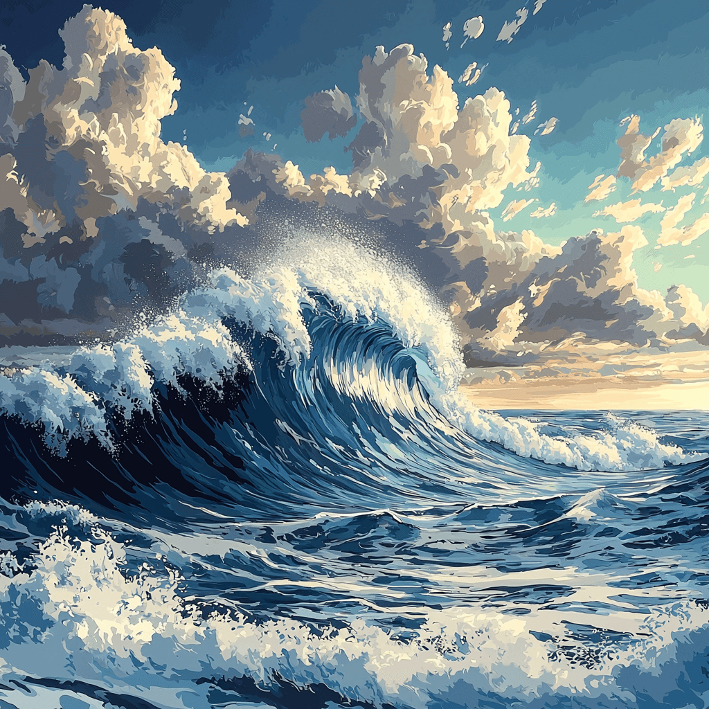 Katsushika Hokusai Inspired Mythical Ocean Waves Painting Number Kit