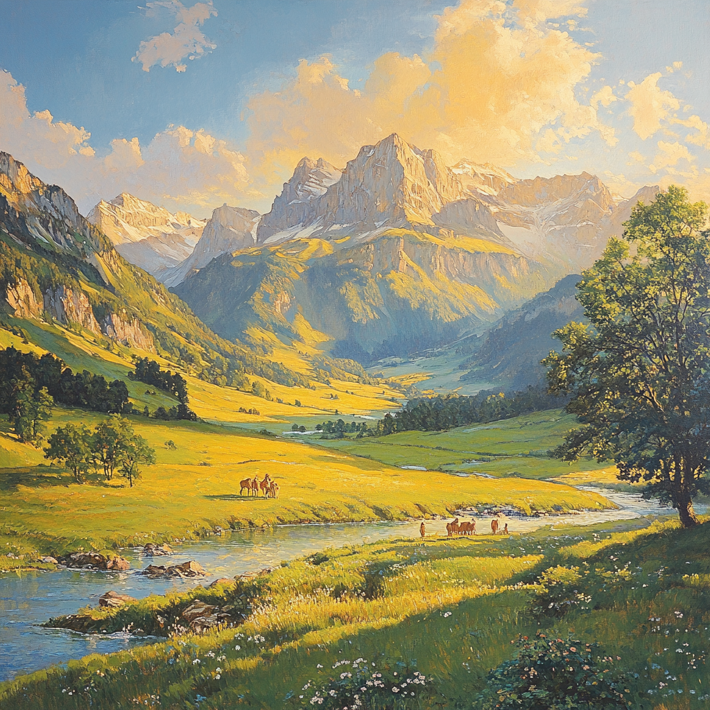Claude Lorrain Inspired Sunrise Over Mountains Painting by numbers kit
