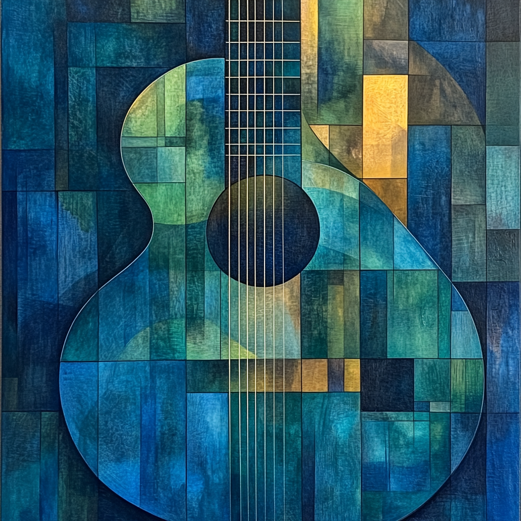 Pablo Picasso Inspired Cubist Guitar Abstraction Number painting
