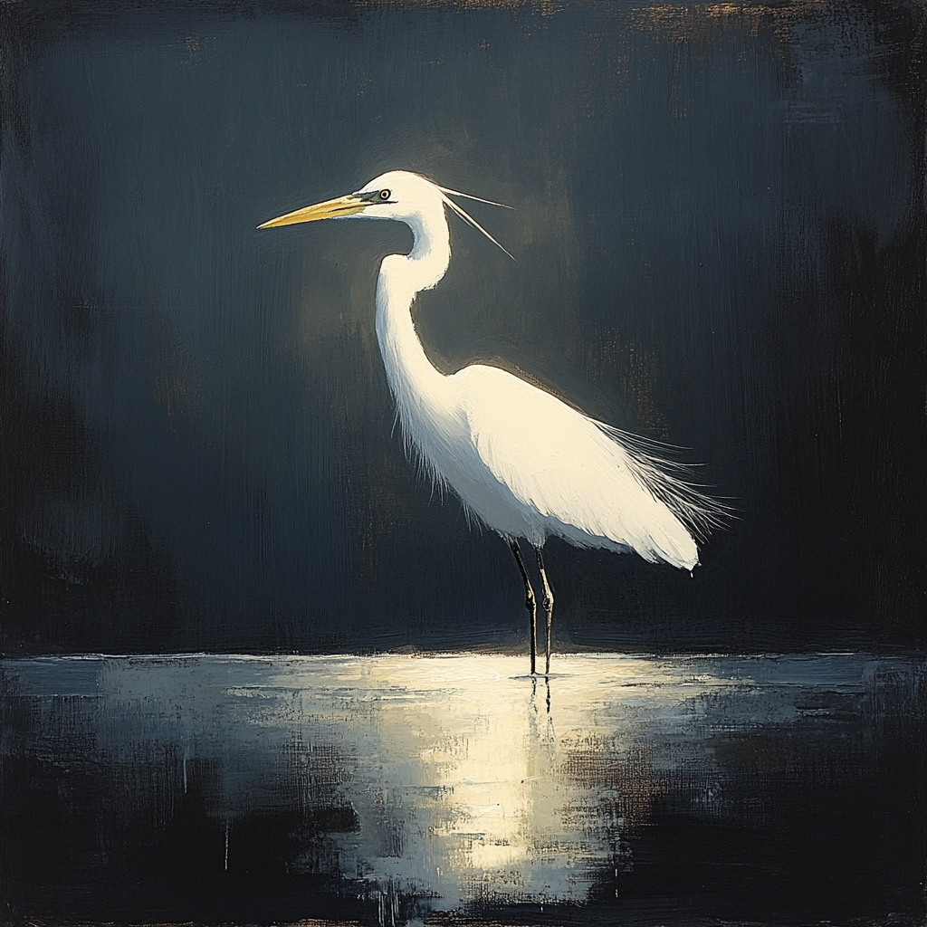 Caravaggio Inspired Night Heron Silhouette Paint by numbers art