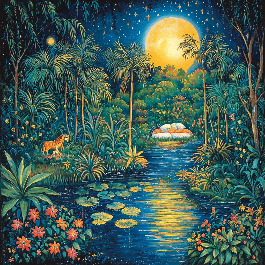 Henri Rousseau Inspired Nocturnal Serenade Numbered Painting Kits