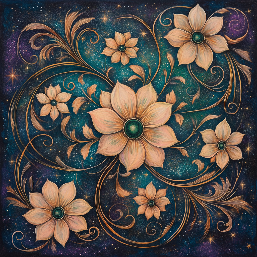 Alphonse Mucha Inspired Nebula Floral Harmony Painting by numbers kit