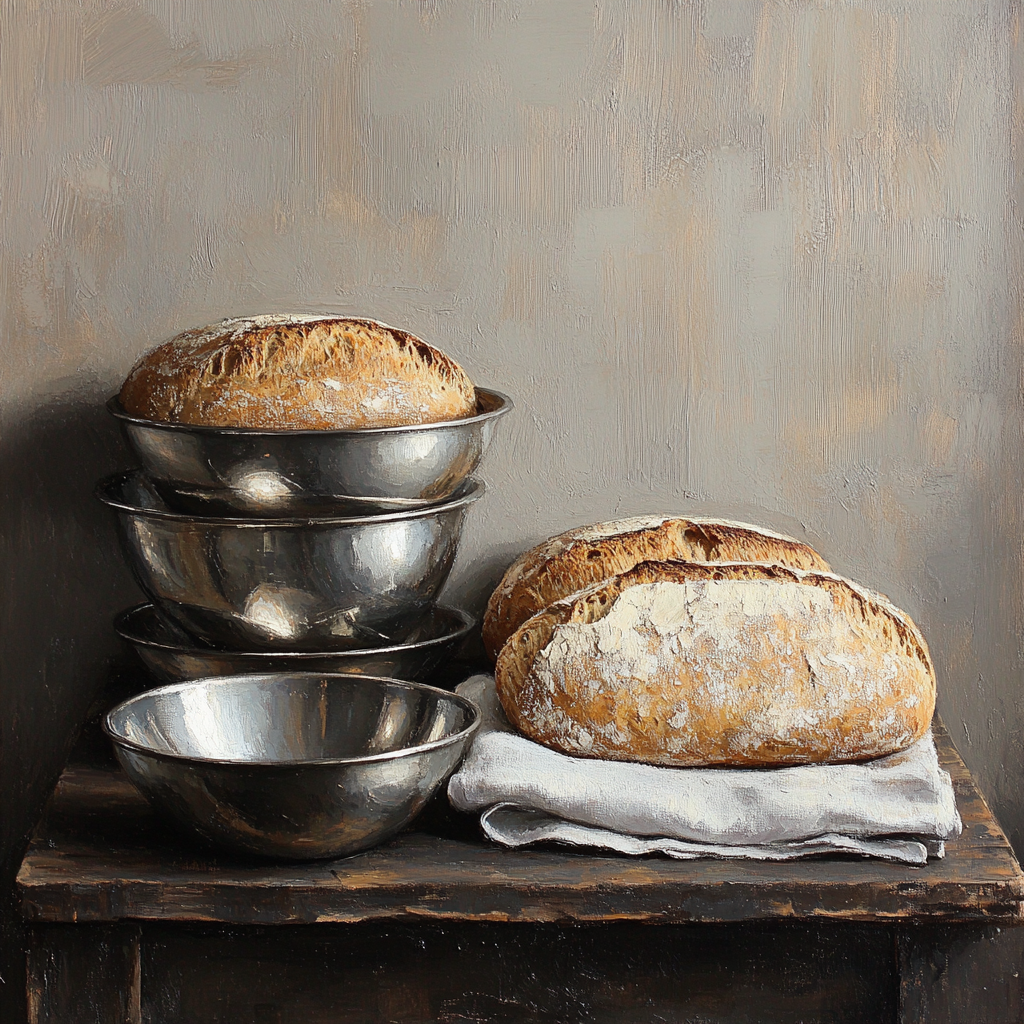Diego Velázquez Inspired Pewter Bowls And Sourdough Loaves Painting by numbers kit