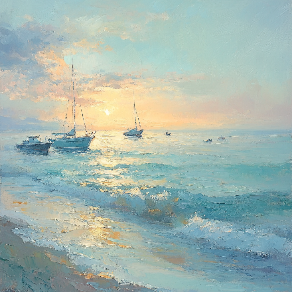 Claude Monet Inspired Seaside Morning paint by numbers