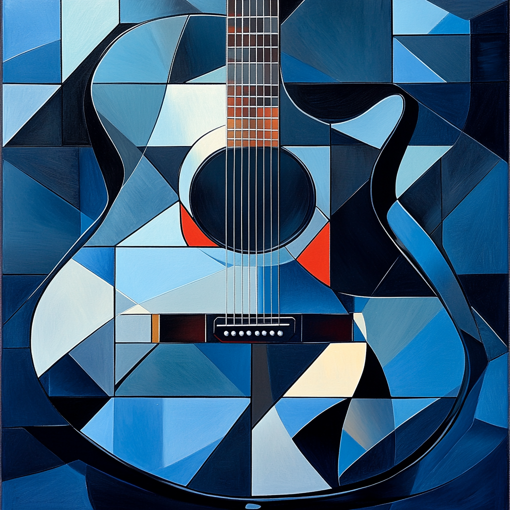 Pablo Picasso Inspired Cubist Guitar Composition paint by number