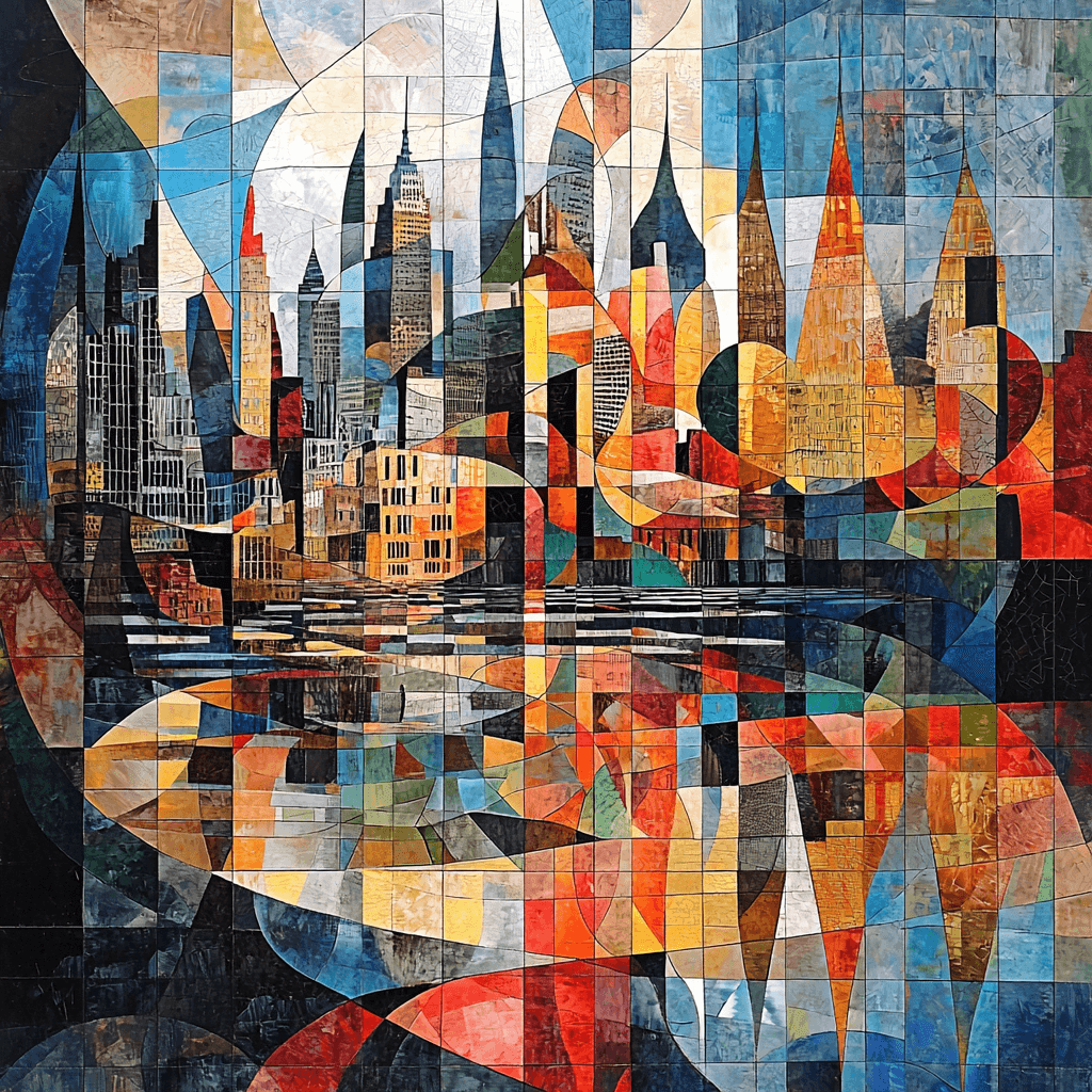 Pablo Picasso Inspired Cubist Cityscape Reflection Paint By Numbers Art
