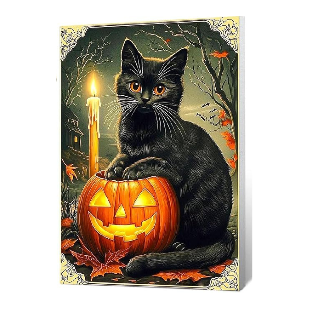 Halloween Cat And Pumpkin Paint by Numbers Kit