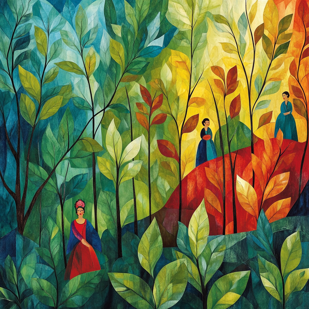 Frida Kahlo Inspired Soulful Landscape paint by color