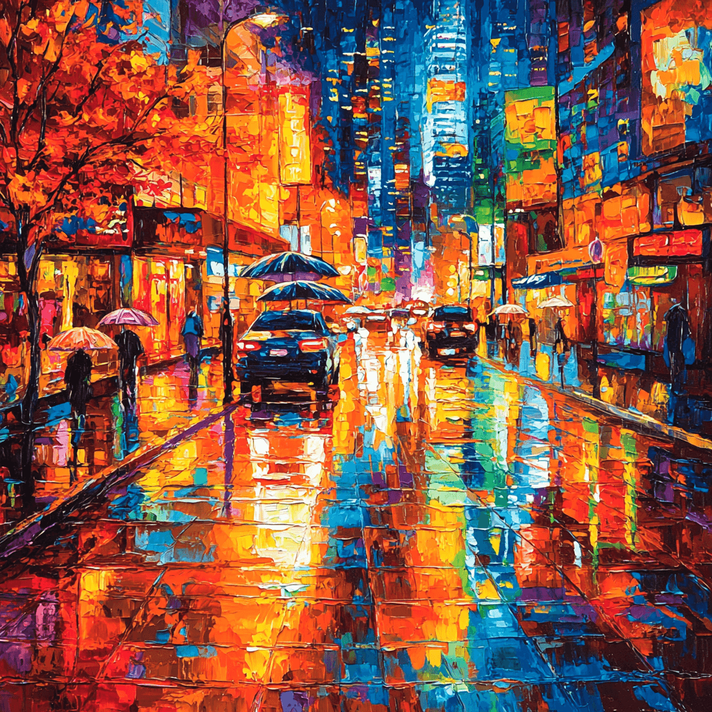 Leonid Afremov Inspired Urban Rain Melody Painting By Numbers Kit