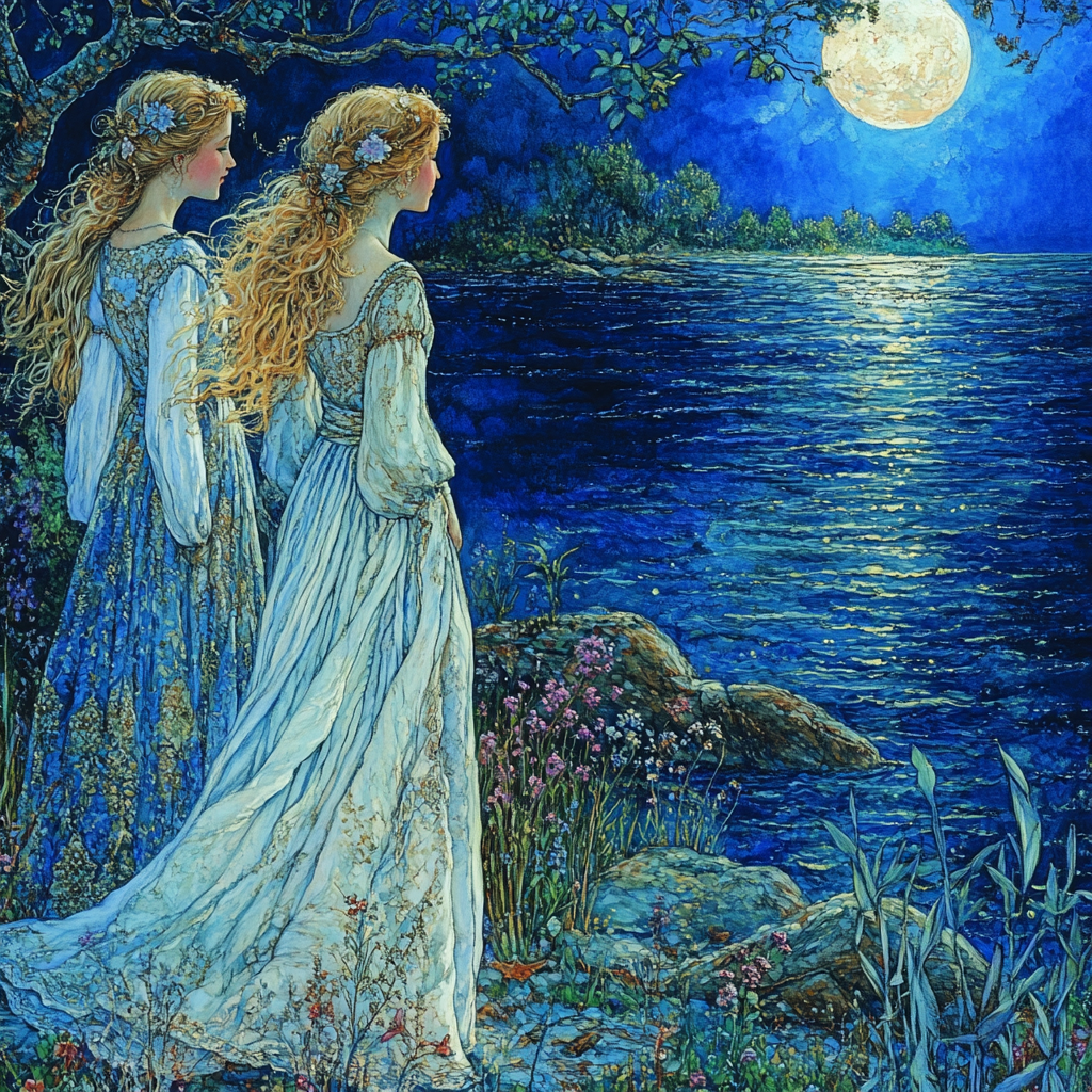 Waterhouse Inspired Moonlit Shore painting number kit