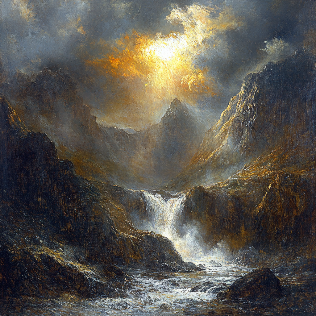 J.M.W. Turner Inspired Stormy Mountain Pass paint by numbers