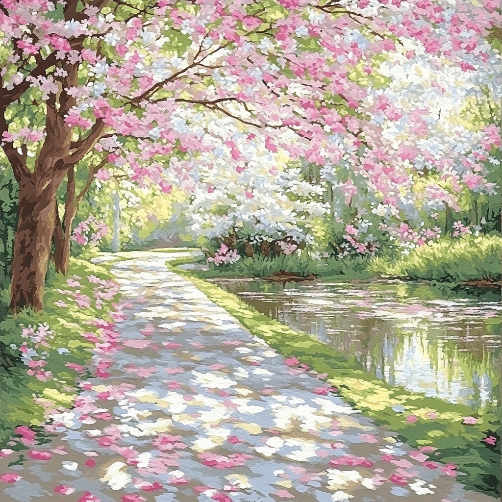 Monet Inspired Blossom Pathway Numbered painting kits