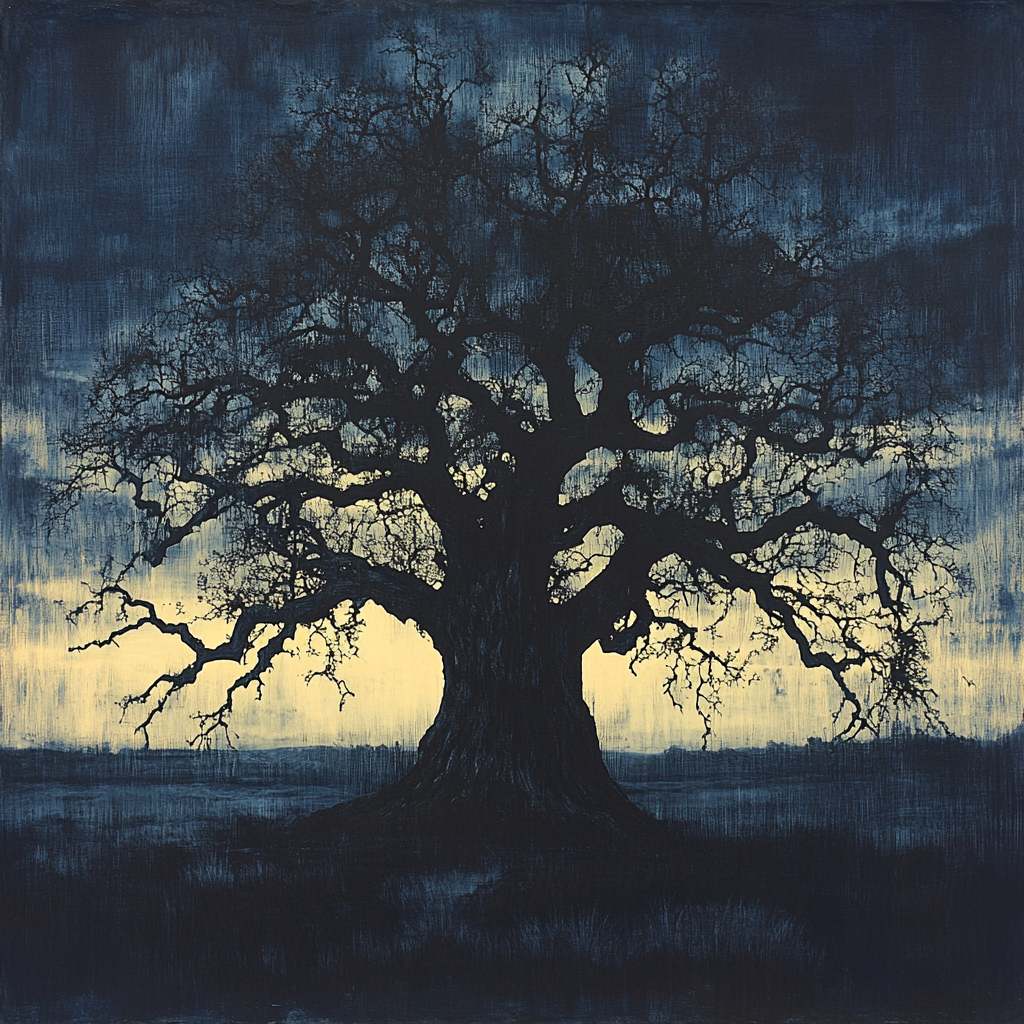 Francisco Goya Inspired Moonlit Silhouetted Oak At Twilight DIY paint by numbers