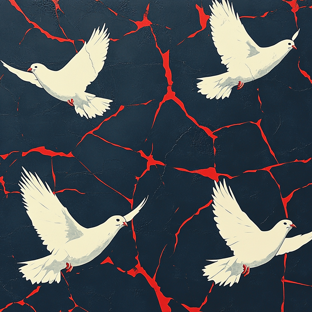 Banksy Inspired Anti War Doves painting number kit