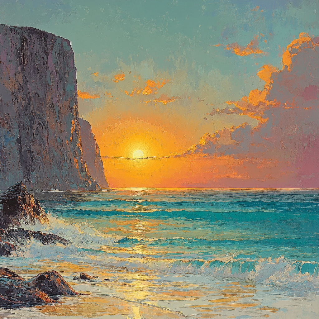 Frederick Varley Inspired Radiant Sunset Over Rugged Coast Numbered painting kits