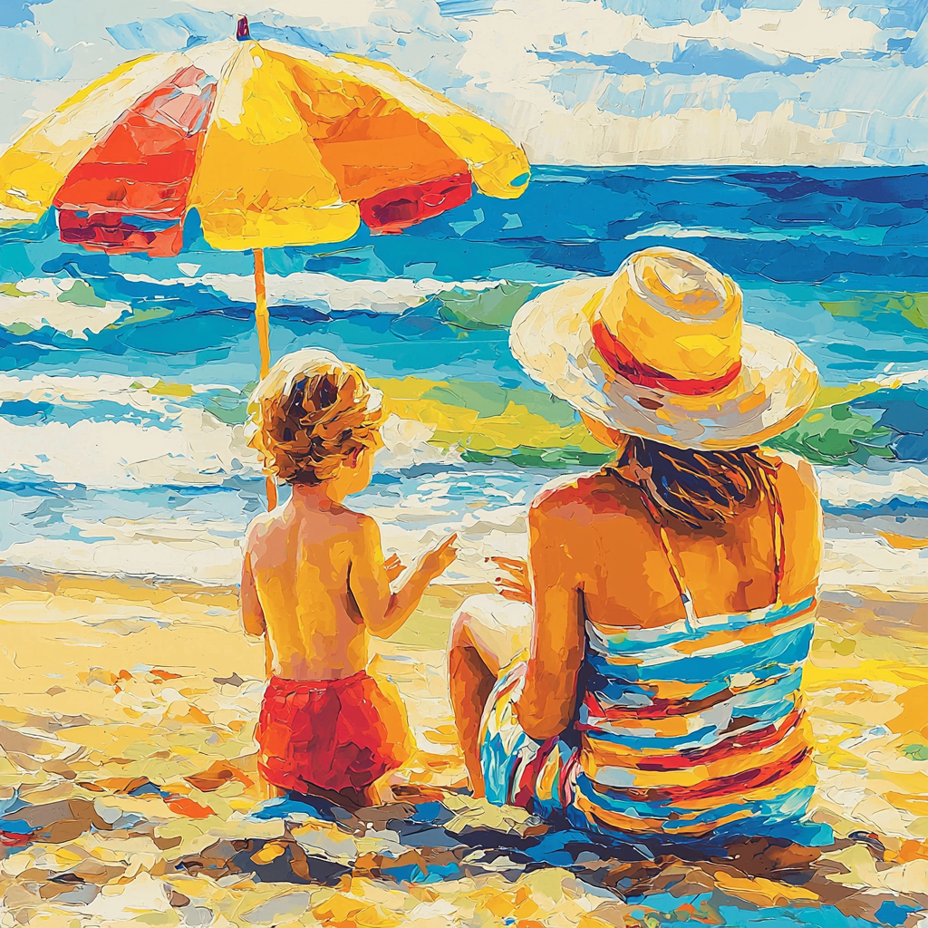 A Day At The Beach With Mom Numbered Painting Kits