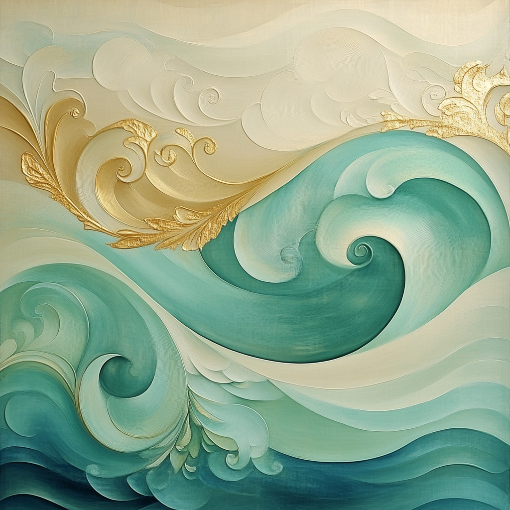 Alphonse Mucha Inspired Timeless Waves paint by color