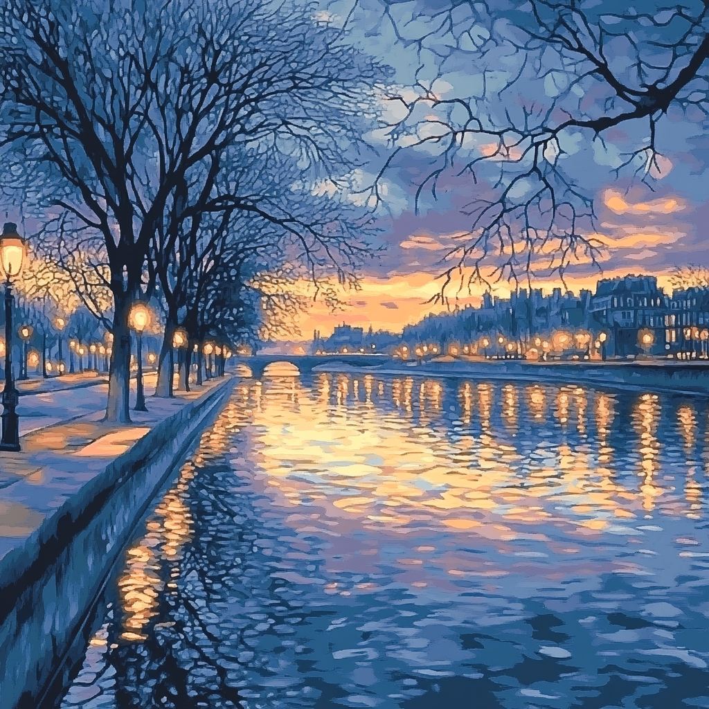 Claude Monet Inspired Twilight Reflections On The Seine Paint by numbers art