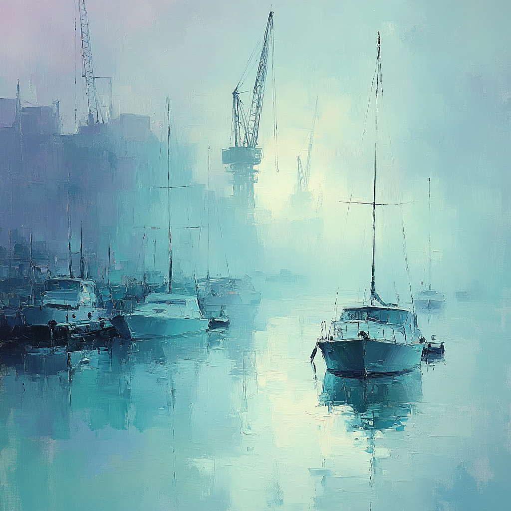 Claude Monet Inspired Foggy Harbor Morning Paint by numbers art